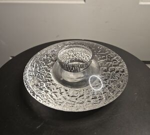 Orrefors Sweden Flying Saucer Discus Crystal Glass Candle Holder
